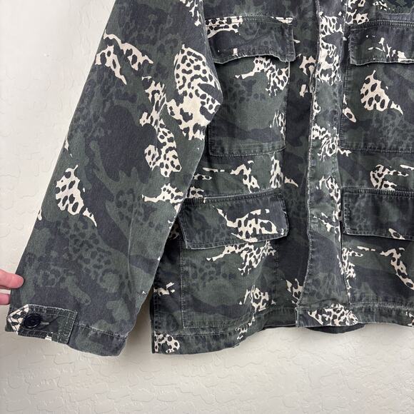 Zadig & Voltaire Kansas Camo Leo Utility Jacket Parka in Green Womens Size M/L - Picture 3 of 12